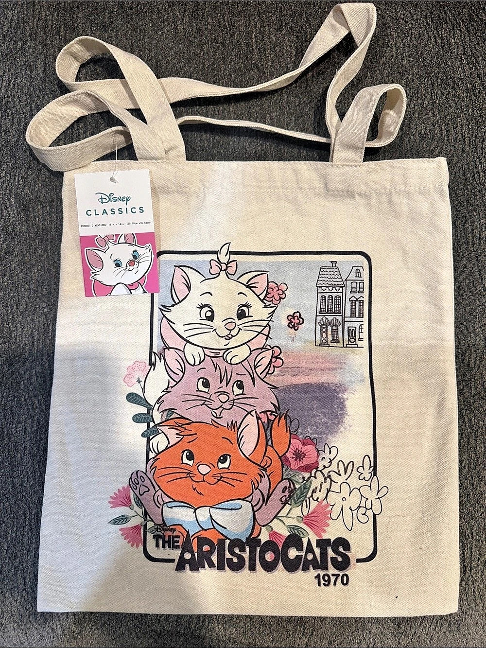 Disney The Aristocats Marie, Berlioz, and Toulouse Canvas Tote Bag